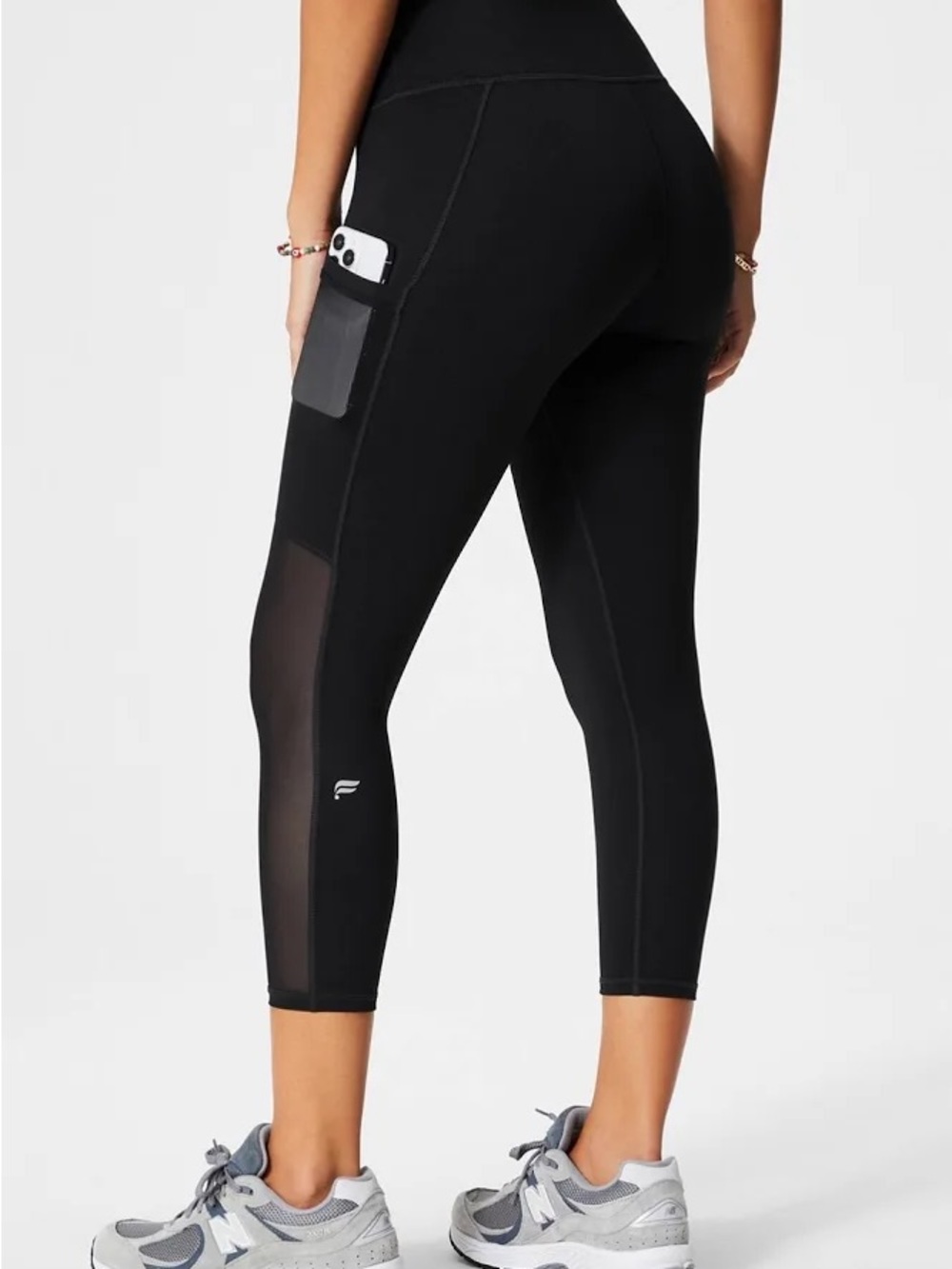 Fabletics Black Mesh Pocket Capri Leggings